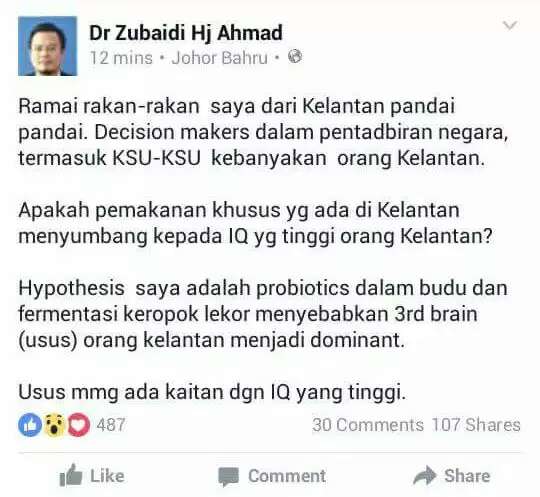 Doktor ini cakap orang Kelantan bijak sebab makan budu