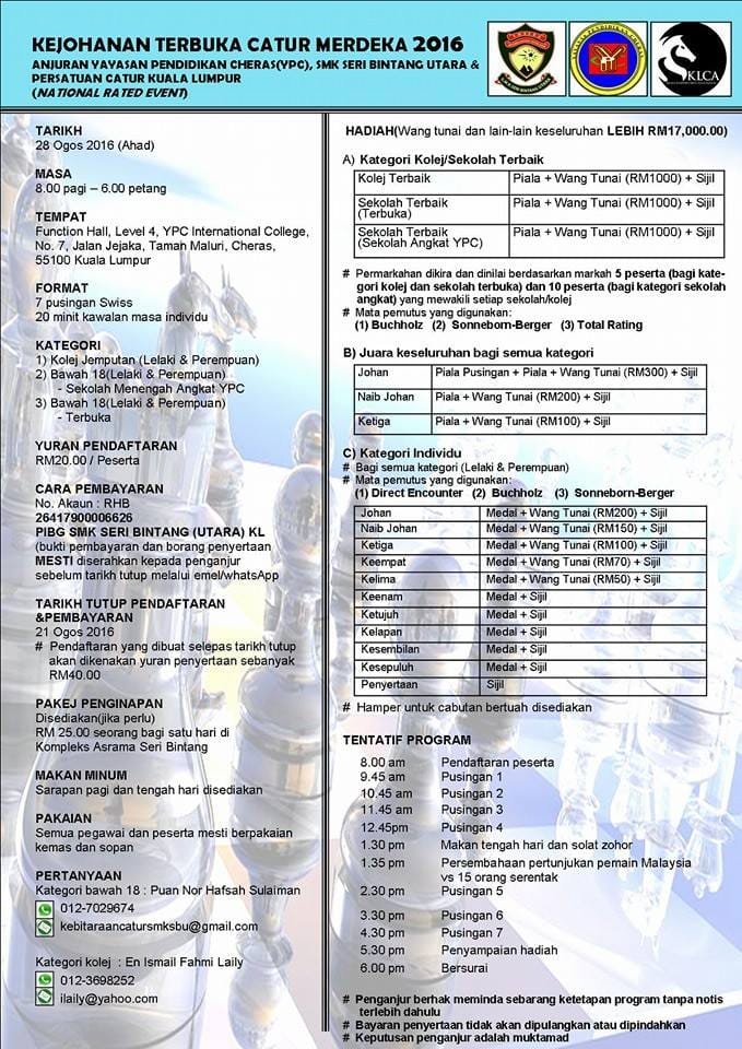 Kejohanan Terbuka Catur Merdeka 2016